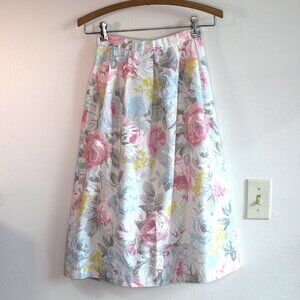 Handmade Floral A-Line Midi Skirt